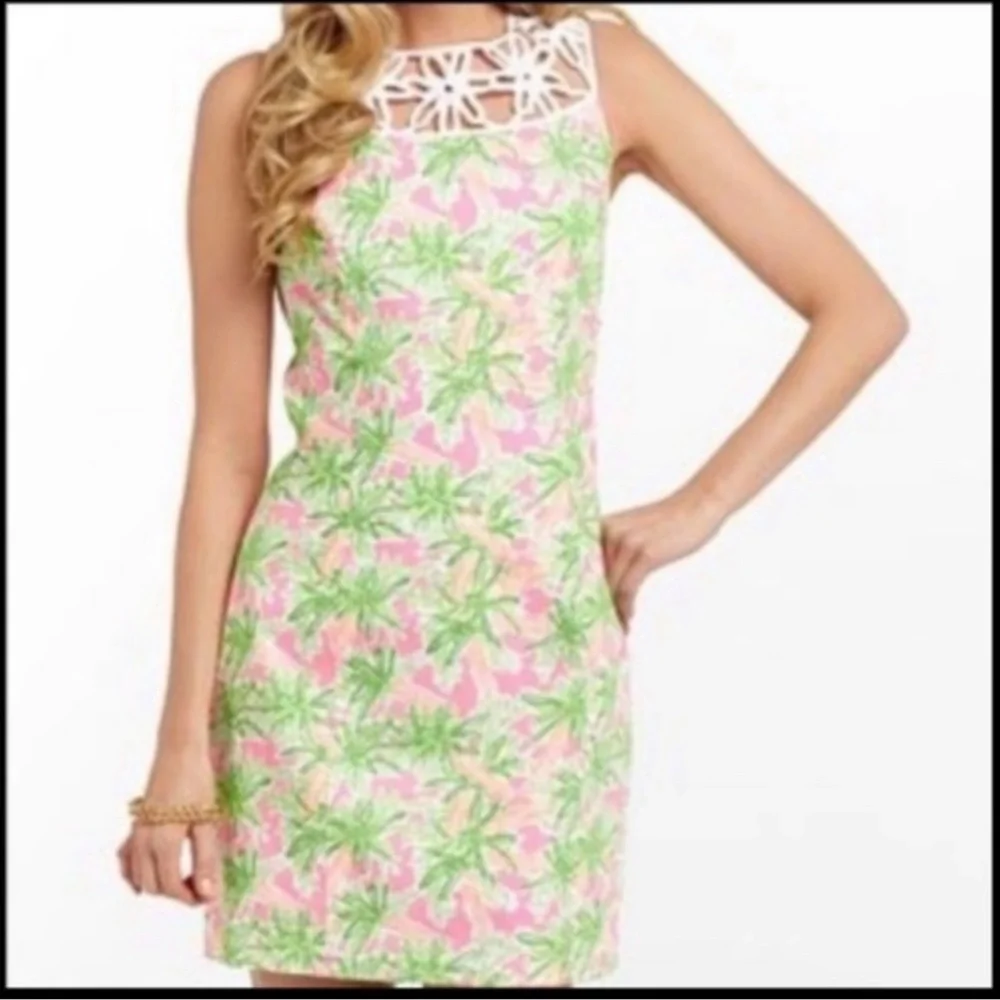 Lilly Pulitzer Lacina Dress Nibbles Carrot Print Lattice Neckline - Picture 5 of 13